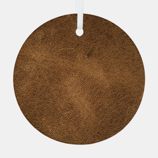 古い茶色の革:テクスチャ付き背景 ガラスオーナメント (裏面)