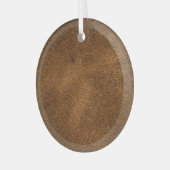 古い茶色の革:テクスチャ付き背景 ガラスオーナメント (正面左)