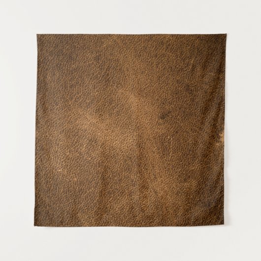 古い茶色の革:テクスチャ付き背景 タペストリー (正面(横))