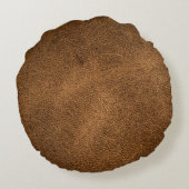 古い茶色の革:テクスチャ付き背景 ラウンドクッション (裏面)