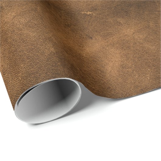 古い茶色の革:テクスチャ付き背景 ラッピングペーパー (ロールコーナー)