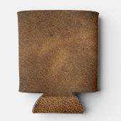 古い茶色の革：テクスチャ付き背景 缶クーラー (裏面)