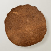 古い茶色の革 ラウンドクッション (裏面)