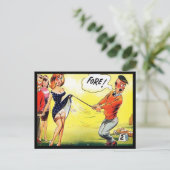 古い葉書 – 漫画ゴルフ – "Fore!" ポストカード (スタンド正面)