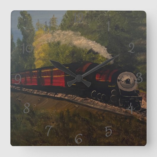 古い蒸気エンジン、オリジナルバイGary Poling スクエア壁時計 (正面)