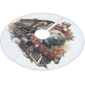 古い蒸気ファッションド列車レトロクリスマス ブラッシュドポリエステルツリースカート (アングル)