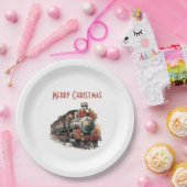 古い蒸気ファッションド列車レトロクリスマス ペーパープレート (パーティー)