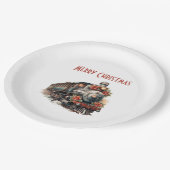 古い蒸気ファッションド列車レトロクリスマス ペーパープレート (アングル)