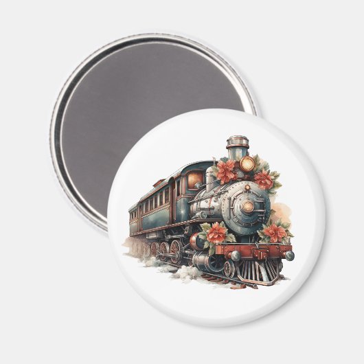 古い蒸気ファッションド列車レトロクリスマス マグネット (正面/裏面)