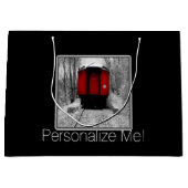 古い蒸気列車赤と黒 ラージペーパーバッグ (正面)