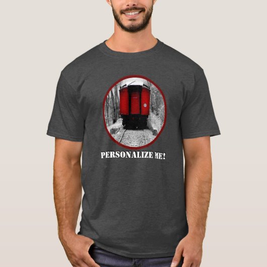 古い蒸気列車赤と黒 Tシャツ (正面)
