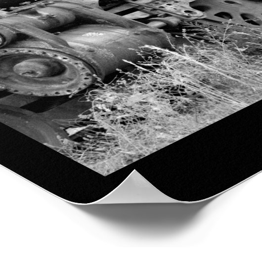 古い蒸気機関車の車輪 ポスター (角)