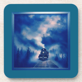 古い蒸気機関車を持つ青い色のシーン コースター