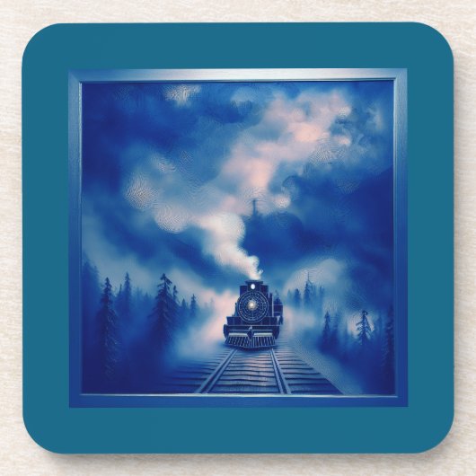 古い蒸気機関車を持つ青い色のシーン コースター (正面)