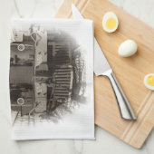 古い蒸気機関車 キッチンタオル (四つ折り)