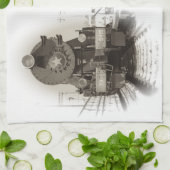 古い蒸気機関車 キッチンタオル (折り畳み)