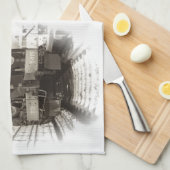 古い蒸気機関車 キッチンタオル (四つ折り)