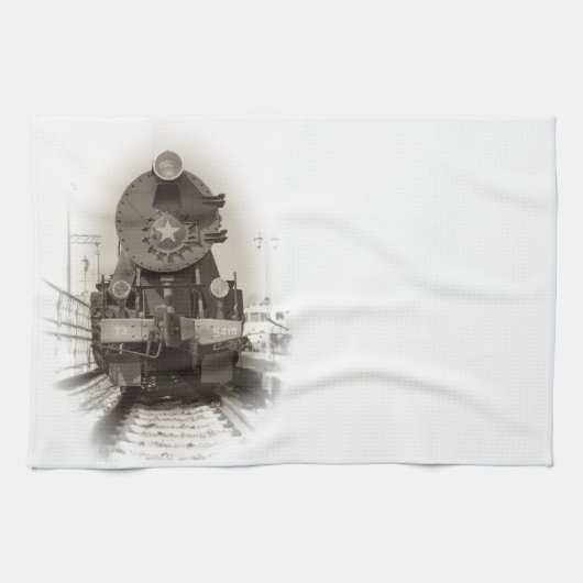 古い蒸気機関車 キッチンタオル (横)