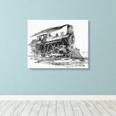 古い蒸気機関車 キャンバスプリント (インサイチュ (ウッドフロア))
