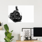 古い蒸気機関車 ポスター (ホームオフィス)