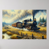 古い蒸気機関車 ポスター (正面)