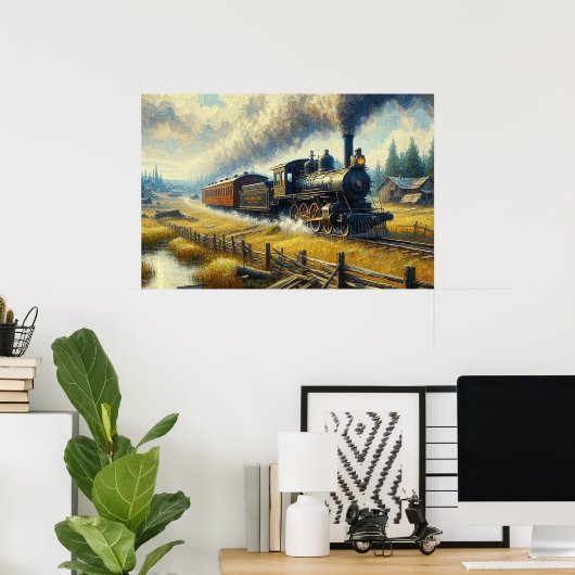 古い蒸気機関車 ポスター (ホームオフィス)