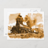 古い蒸気機関車 ポストカード (正面/裏面)