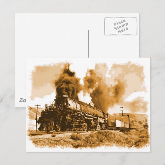 古い蒸気機関車 ポストカード (正面/裏面)