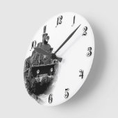 古い蒸気機関車 ラウンド壁時計 (傾斜)