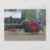 古い蒸気/石炭エンジントラクタ ポストカード (正面)