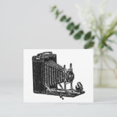 古い蛇腹カメラ - ヴィンテージイラスト ポストカード (スタンド正面)