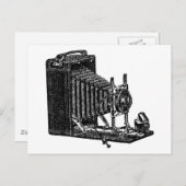 古い蛇腹カメラ - ヴィンテージイラスト ポストカード (正面/裏面)