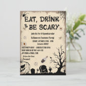 古い衣装とヴィンテージパーティーハロウィーン 招待状 (スタンド正面)