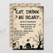 古い衣装とヴィンテージパーティーハロウィーン 招待状 (正面/裏面)