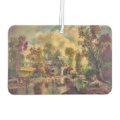 古い製粉所絵画の流れ カーエアーフレッシュナー (裏面)