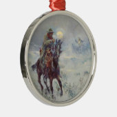 古い西のカウボーイのSee'sサンタのクリスマスのオーナメント メタルオーナメント (右)