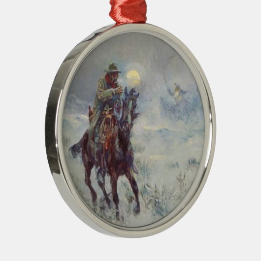 古い西のカウボーイのSee'sサンタのクリスマスのオーナメント メタルオーナメント (右)