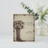 古い西のブーツおよび花束のヴィンテージの応答カード 出欠カード (スタンド正面)