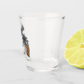 古い西の横断銃と名前のバッジ ショットグラス (右)