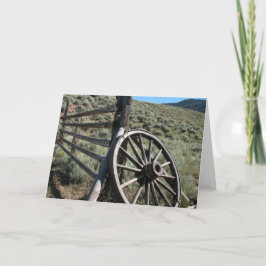 古い西の荷馬車の車輪 カード
