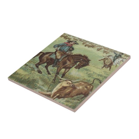 古い西部のカウボーイは操縦します円形になります タイル (側面)