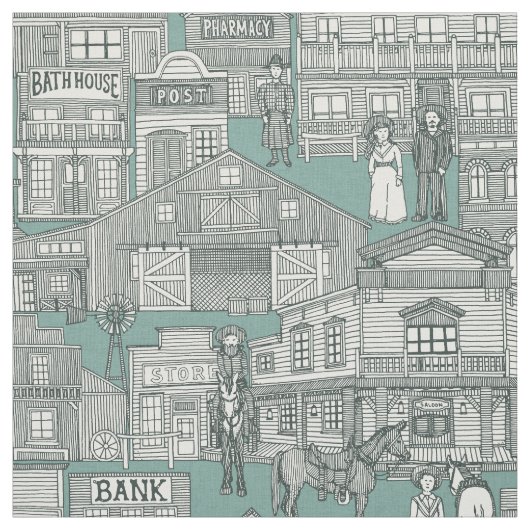 古い西部の町の砂漠のタコイ ファブリック (見本)