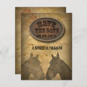古い西部カウボーイの国ウェディング・セーブ・ザ・デート 案内ポストカード (正面/裏面)