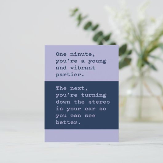 古い誕生日の取得：表示する音楽を下げる ポストカード (スタンド正面)