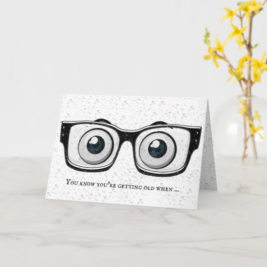 古い誕生日の眼球と液滴を取得する カード (黄色い花)