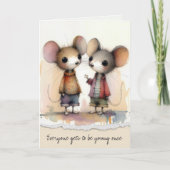 古い誕生日水の色のネズミ カード (正面)