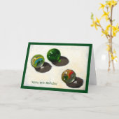 古い誕生日:まだビー玉がある カード (黄色い花)