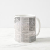 古い読めない文字の新聞ヴィンテージグランジ コーヒーマグカップ (正面右)
