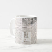 古い読めない文字の新聞ヴィンテージグランジ コーヒーマグカップ (正面左)