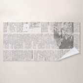 古い読めない文字の新聞ヴィンテージグランジ バスタオル (バスタオル)